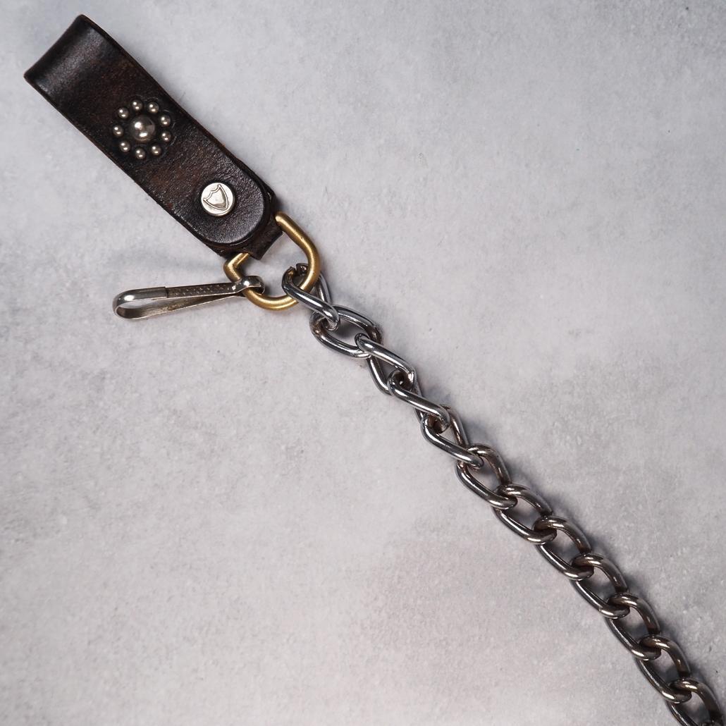 HTC フラワースタッズ ウォレットチェーン 茶芯 ヴィンテージ レザー 本革