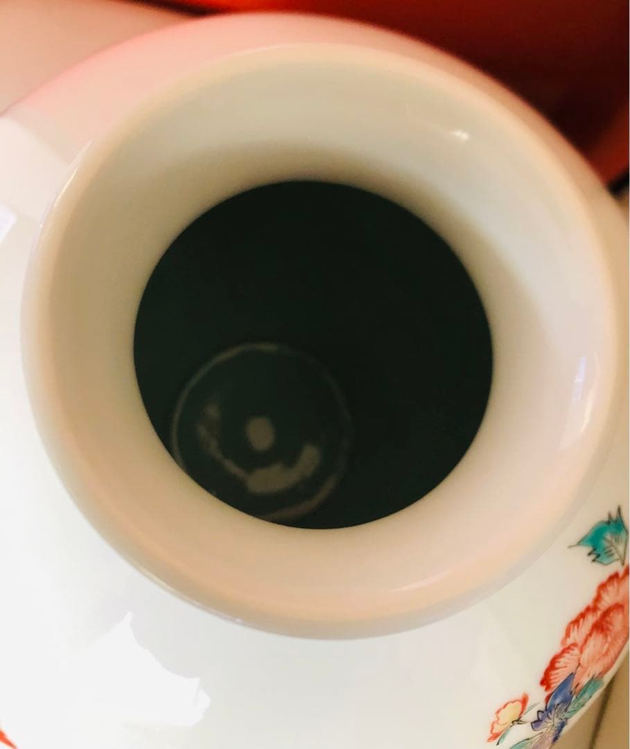 人間国宝十三代柿右衛門 錦鳥牡丹文花瓶 高さ約27 Cm最大直径約23 Cm美品