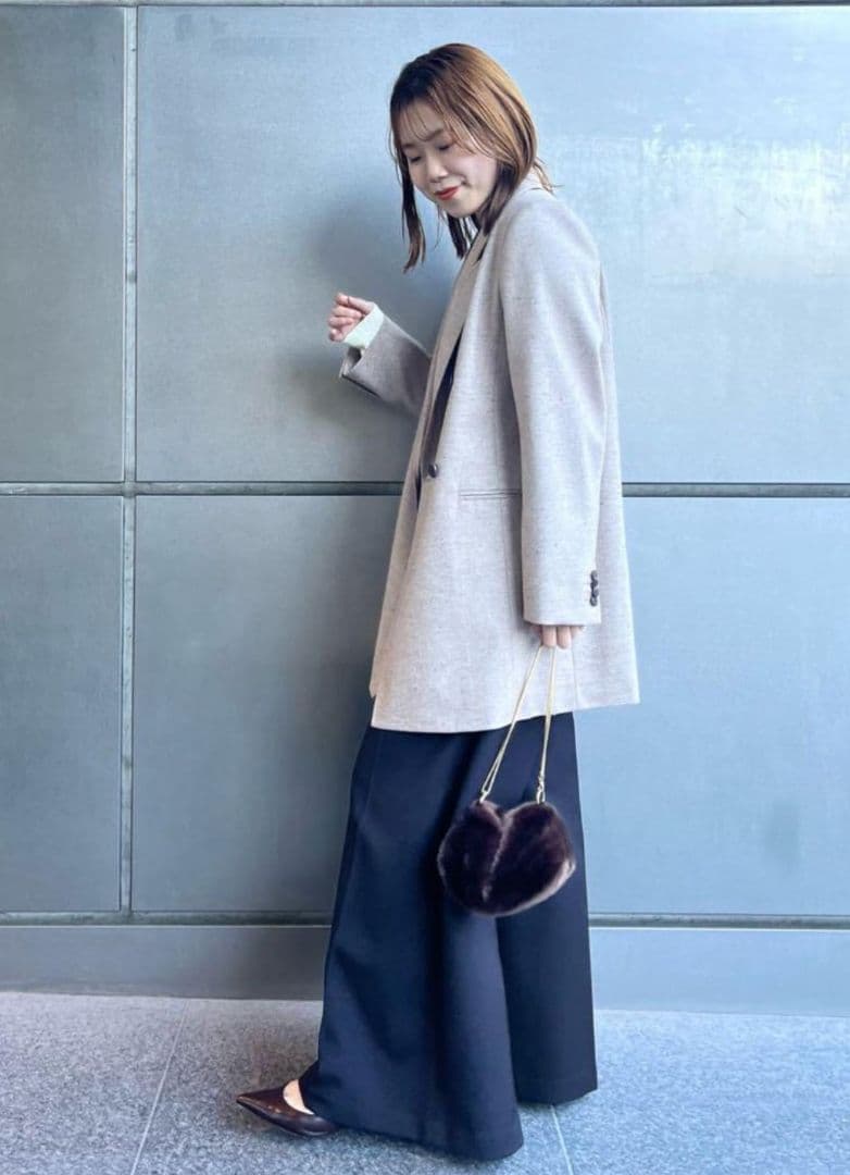 新品】定価57,200円　NOBLE カラーネップウールピークドマキシジャケット