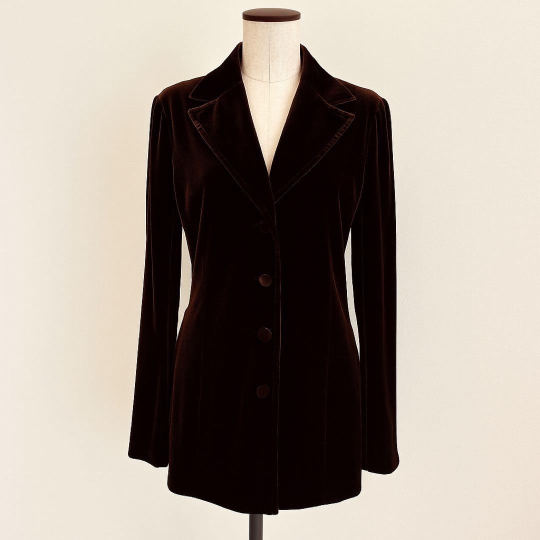ANNA SUI イタリア製 ベルベットジャケット 茶 L