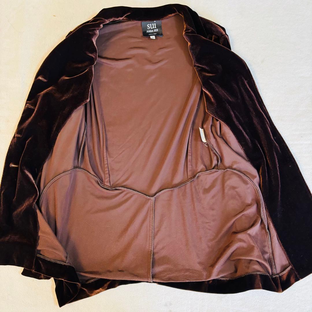 ANNA SUI イタリア製 ベルベットジャケット 茶 L