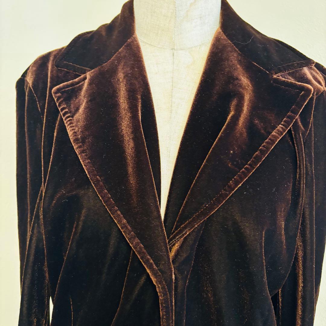 ANNA SUI イタリア製 ベルベットジャケット 茶 L