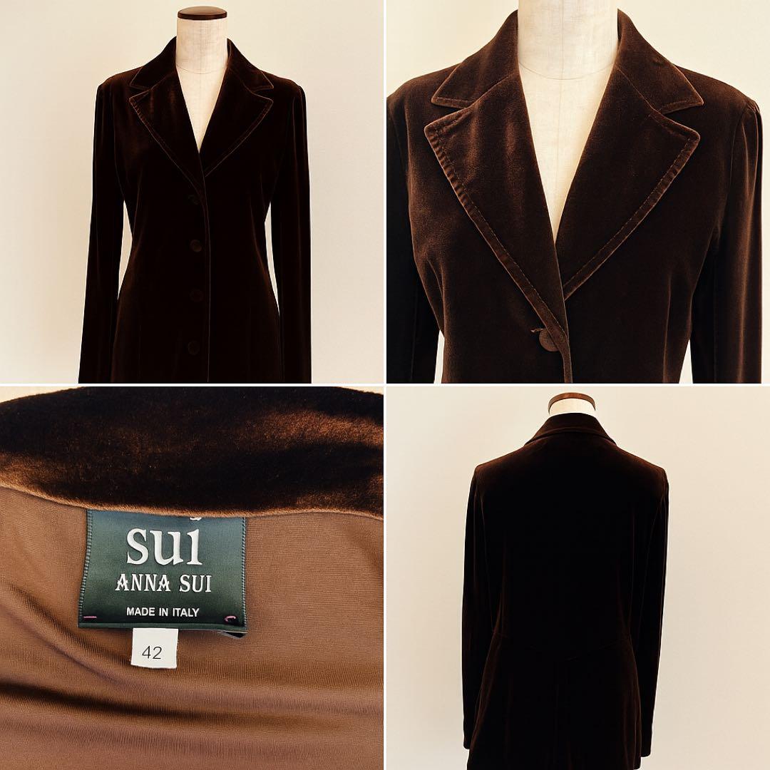 ANNA SUI イタリア製 ベルベットジャケット 茶 L