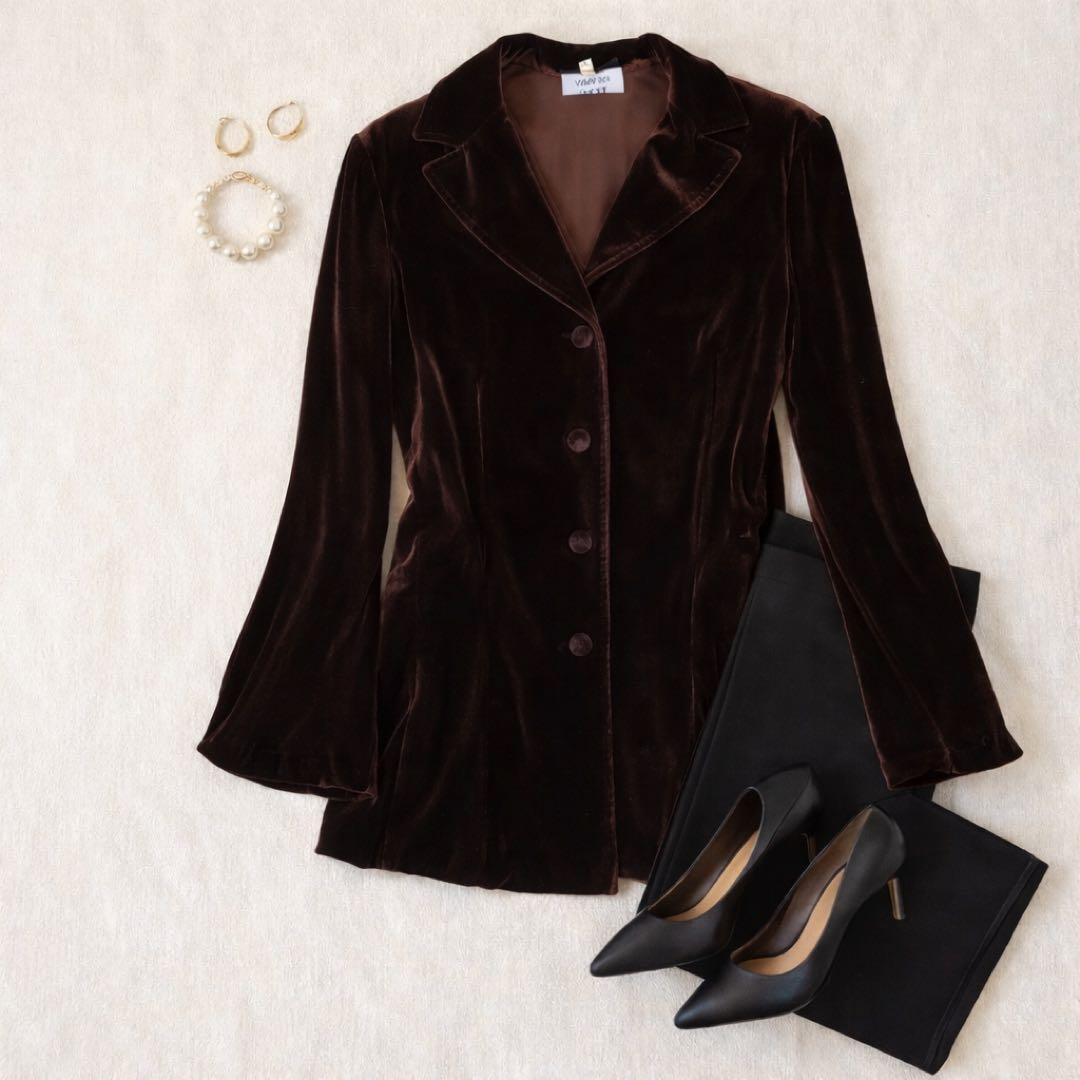 ANNA SUI イタリア製 ベルベットジャケット 茶 L