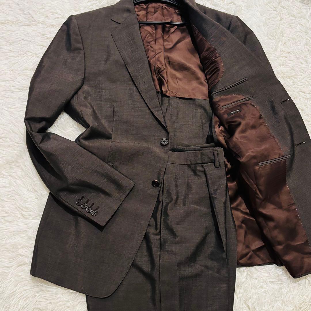 極美品✨ダンヒル　セットアップスーツ52J 2Bア大きいサイズブラウン