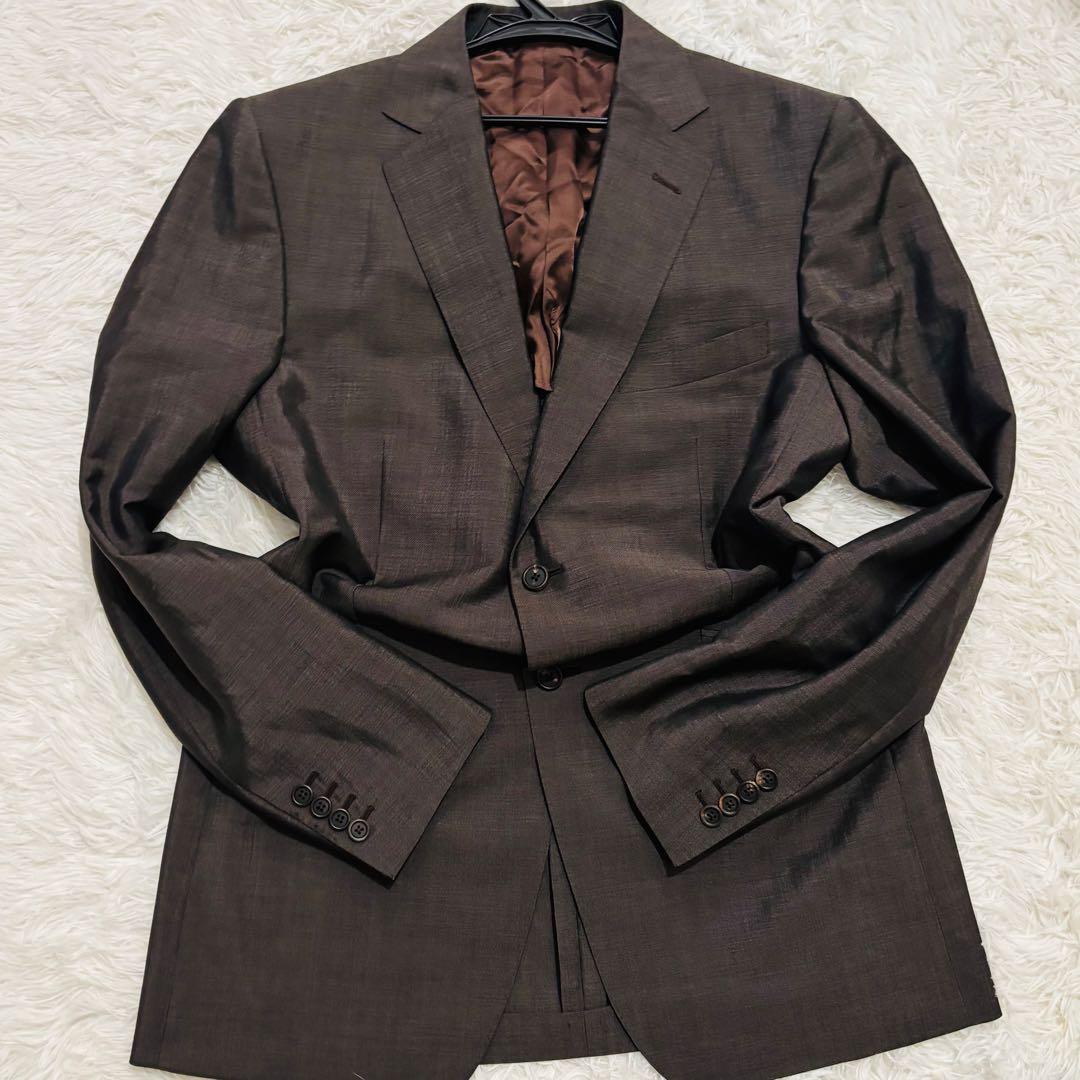極美品✨ダンヒル　セットアップスーツ52J 2Bア大きいサイズブラウン