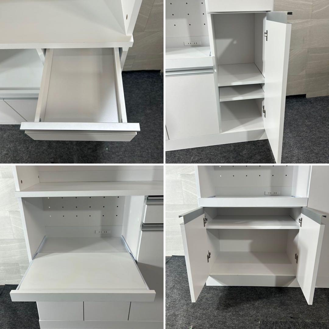 LOWYA 食器棚 幅90cm キッチンボード 高機能 レンジ台 d4468