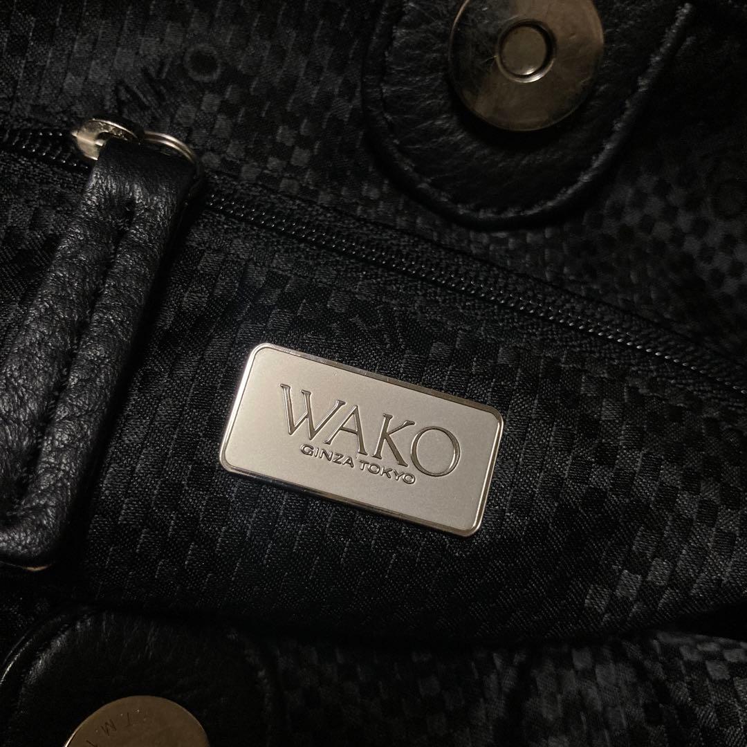 美品■WAKO ワコウ 銀座和光 シボ革 本革ハンドバッグ