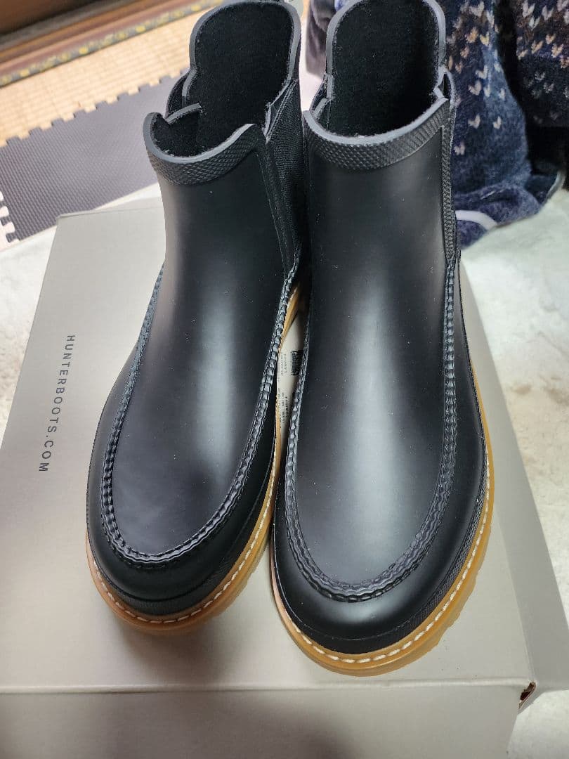 HUNTER ブラック チェルシーブーツ