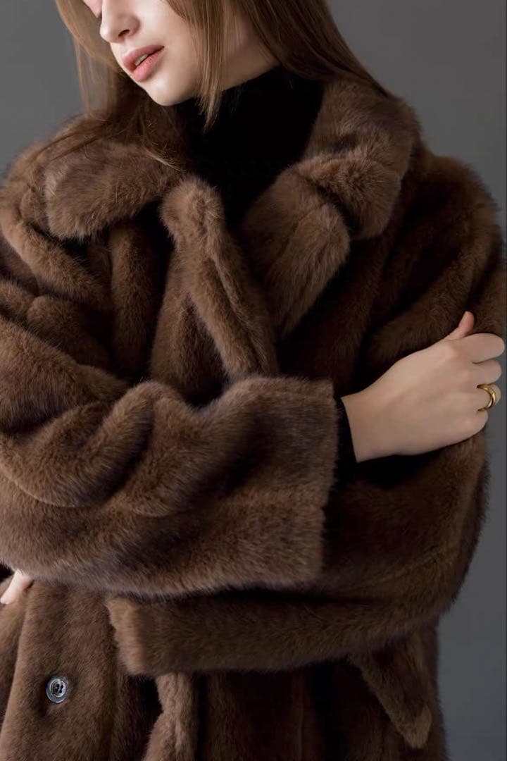 acka classical fur coat ブラウン 2