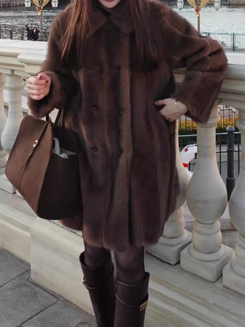 acka classical fur coat ブラウン 2