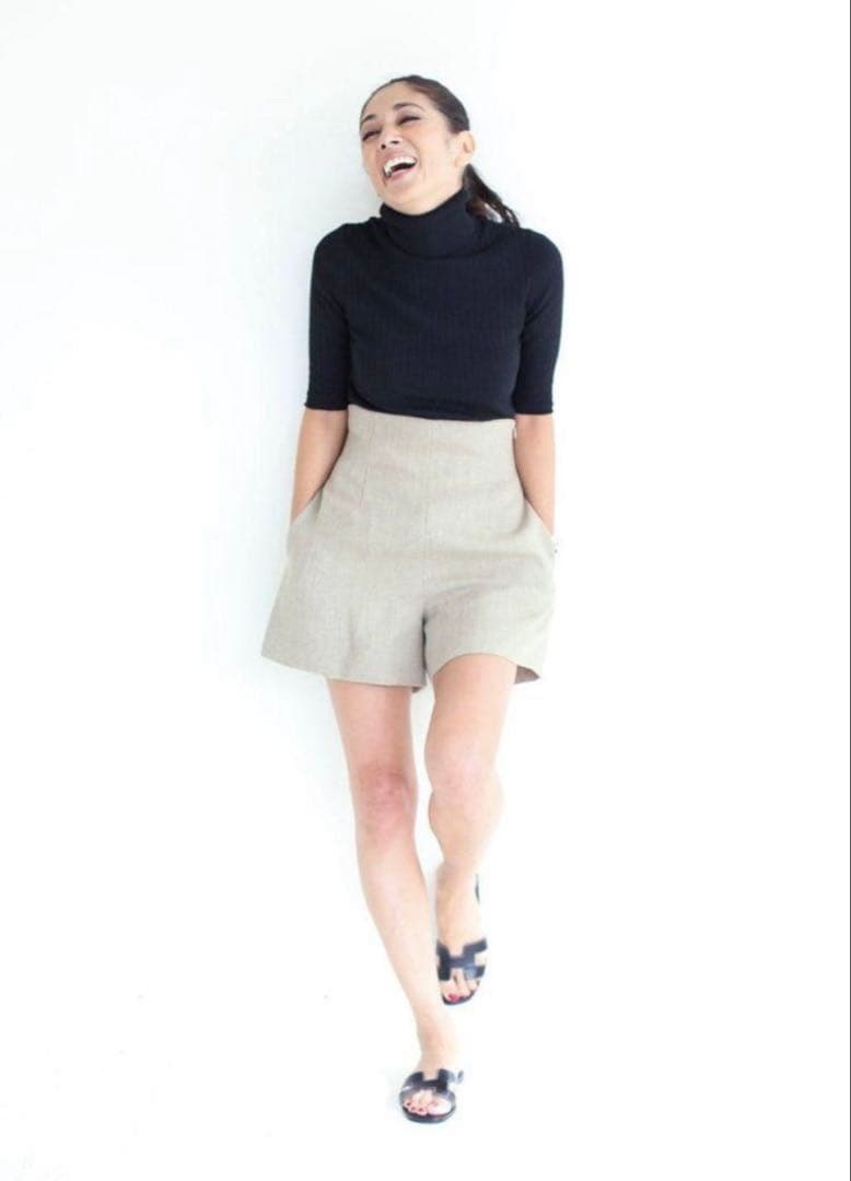 マディソンブルー ハイウエストリネンショーツ ショートパンツ01