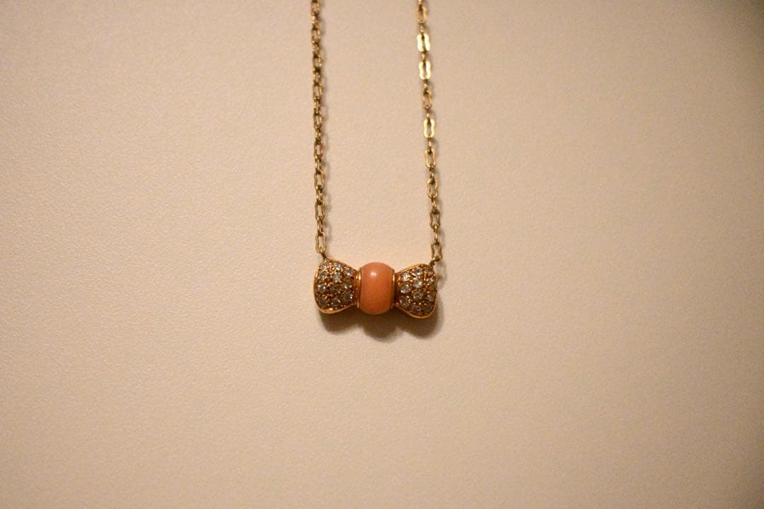 K18 ネックレス ゴールド 刻印あり リボンモチーフ