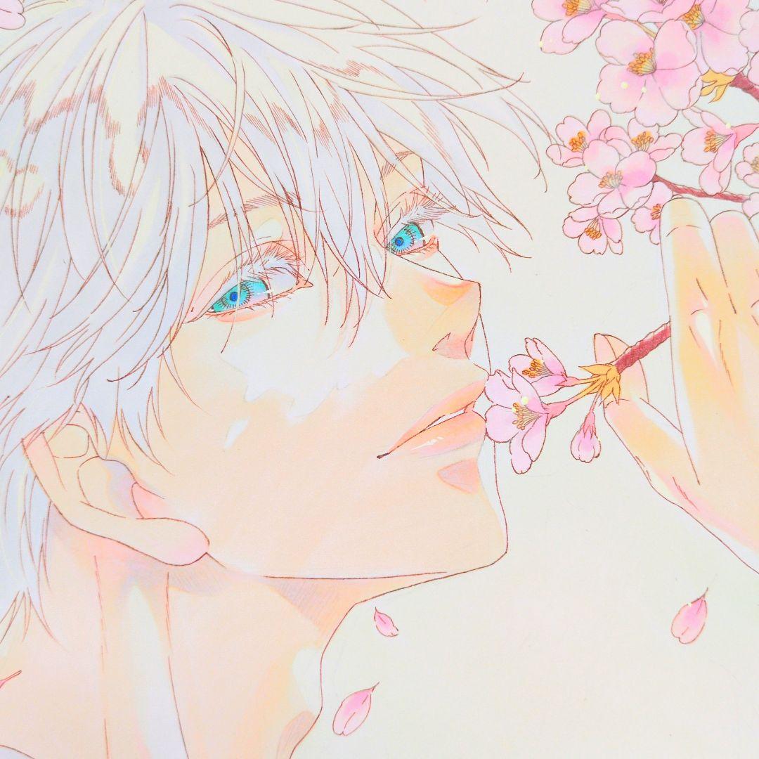 し*こ様 手描き アナログ イラスト 色紙 ファンアート呪術廻戦　五条悟