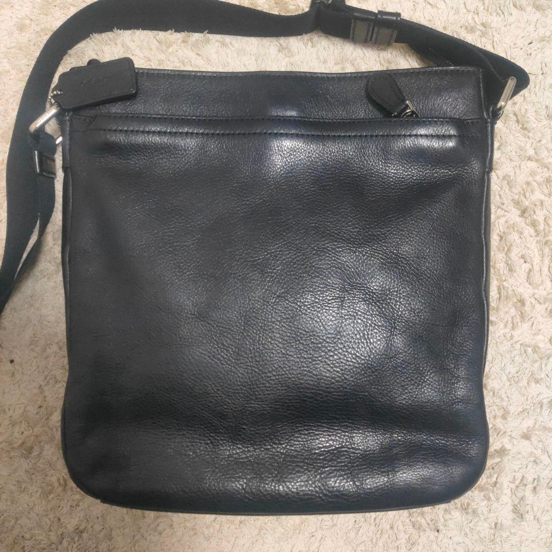 COACH コーチ レザーショルダーバッグ 黒 F71745 メンズ 斜め掛け