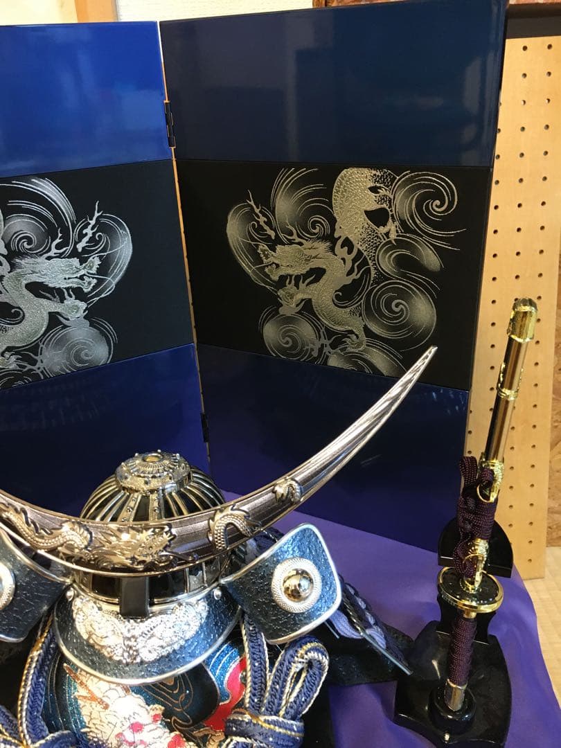 五月人形 武将兜 青・黒・金