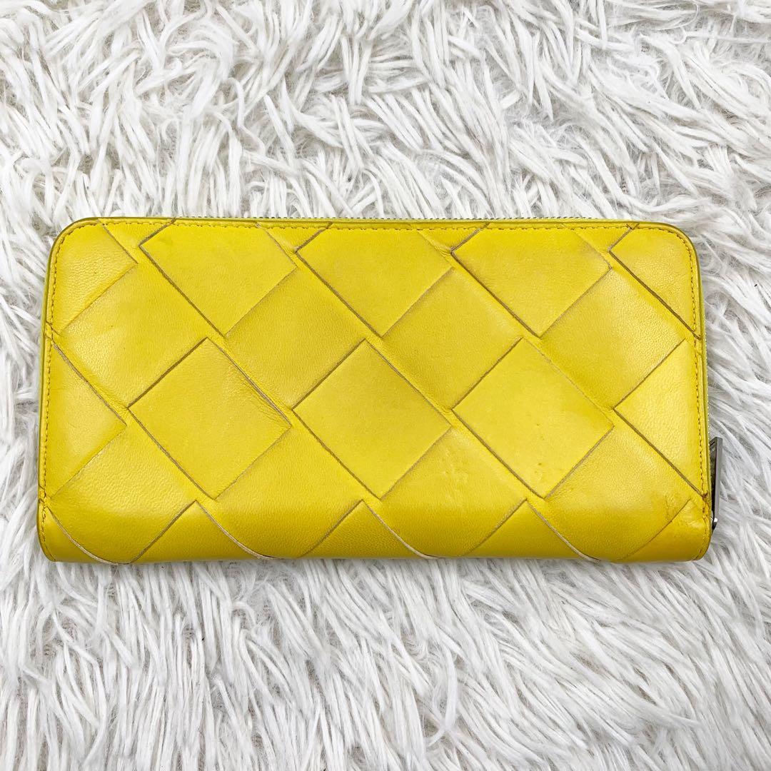 【✨美品 現行✨】ボッテガヴェネタ マキシイントレチャート 長財布 イエロー