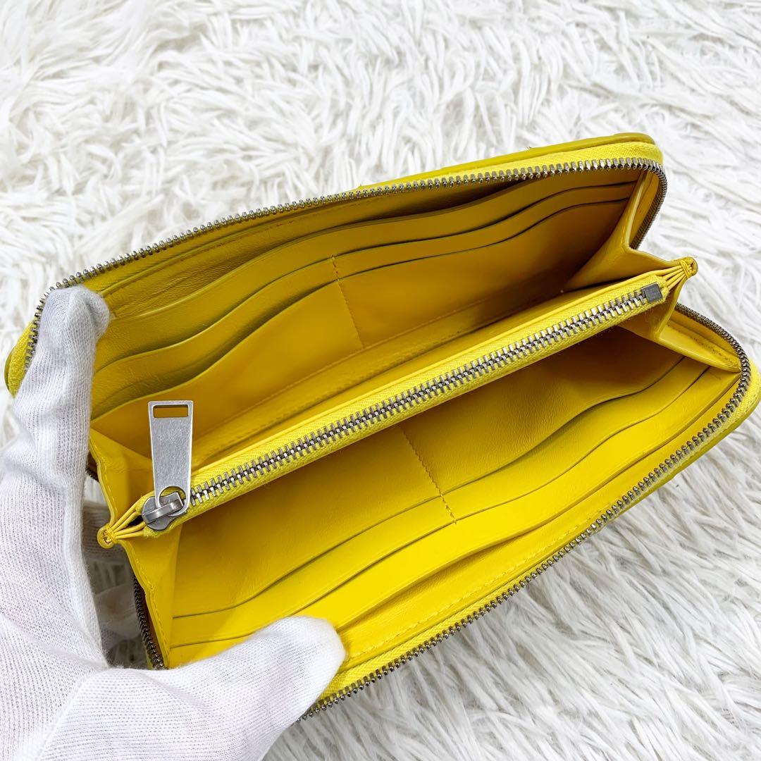 【✨美品 現行✨】ボッテガヴェネタ マキシイントレチャート 長財布 イエロー
