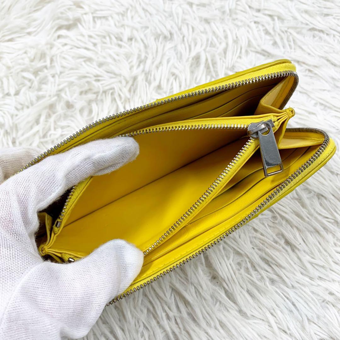 【✨美品 現行✨】ボッテガヴェネタ マキシイントレチャート 長財布 イエロー