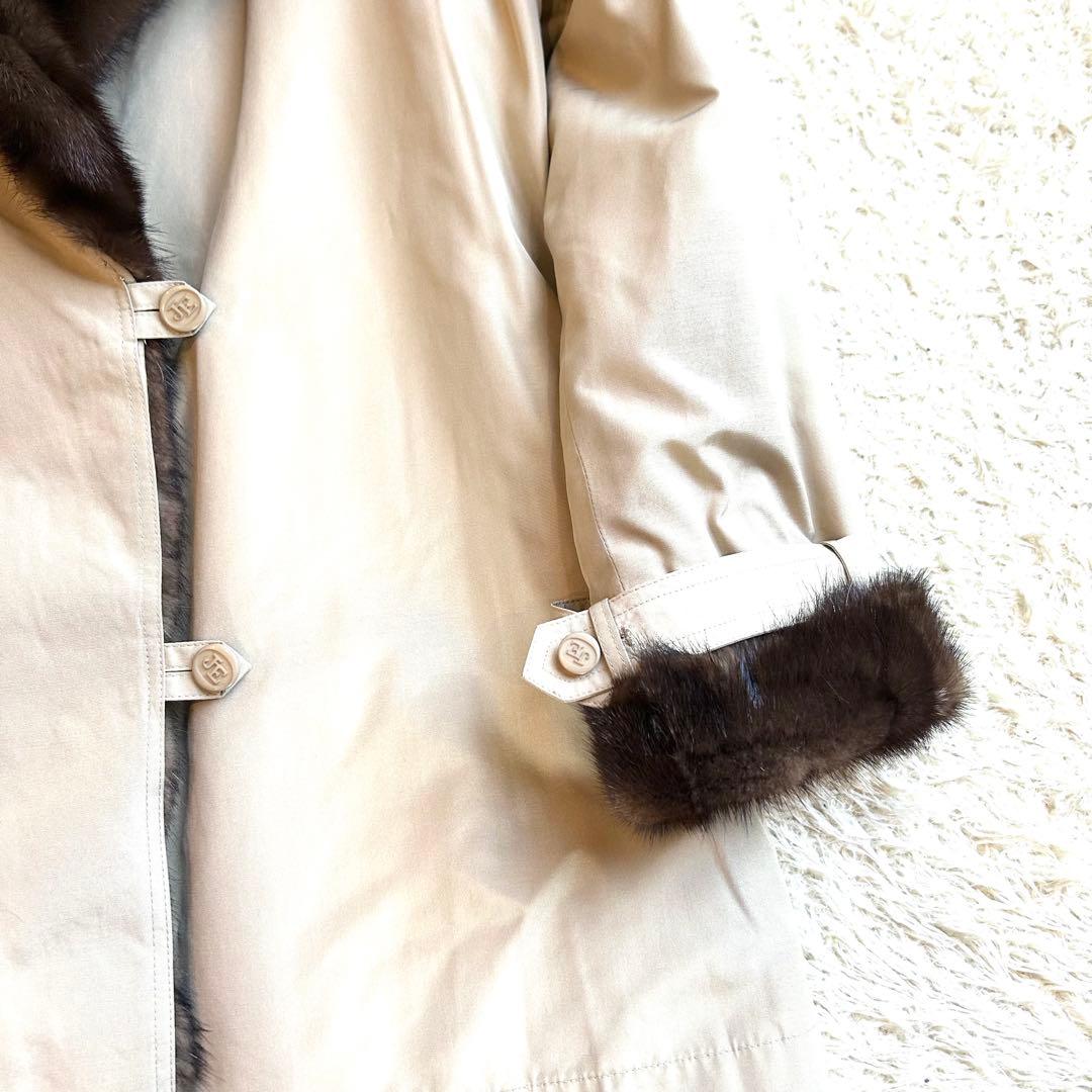 【希少デザインEMBA✨️リバーシブルミンク】 デミバフ コート M 本毛皮 絹