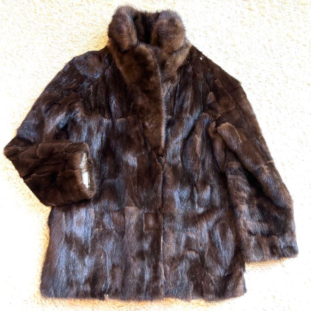 【希少デザインEMBA✨️リバーシブルミンク】 デミバフ コート M 本毛皮 絹