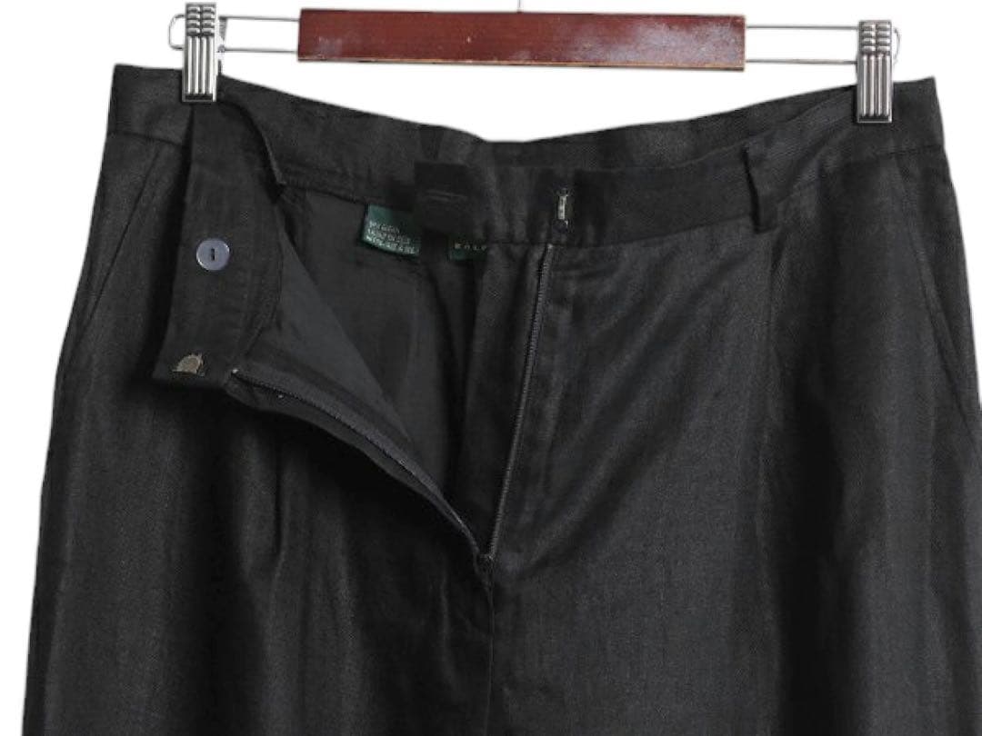 00s ローレン ラルフローレン スラックス 100% リネン ブラック