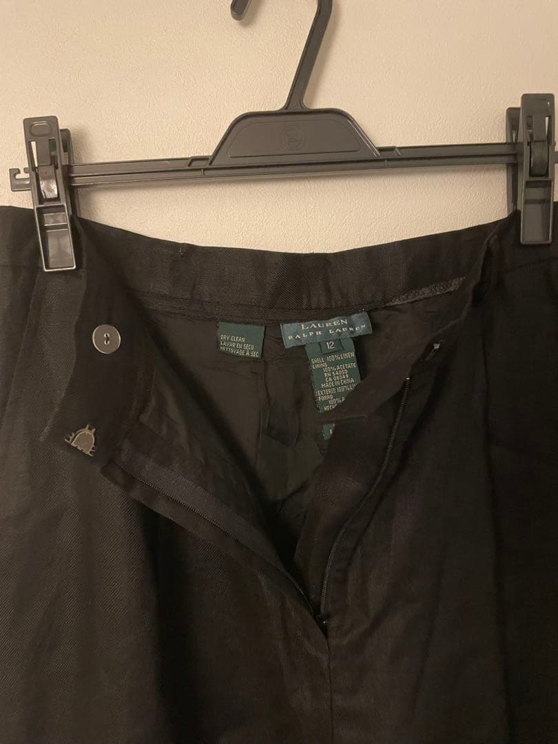 00s ローレン ラルフローレン スラックス 100% リネン ブラック