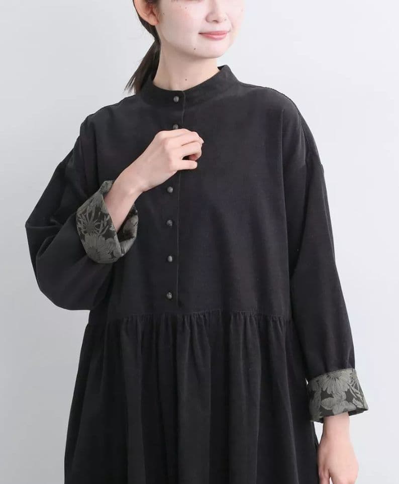 sosotto ソソット 袖裏リバティギャザーワンピース ブラック フリー