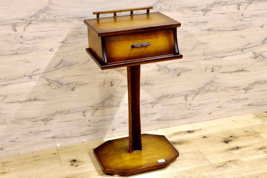 GMIS118A○曙工芸製作所 電話台 飾り台 レトロ 花台 収納 木製 ア