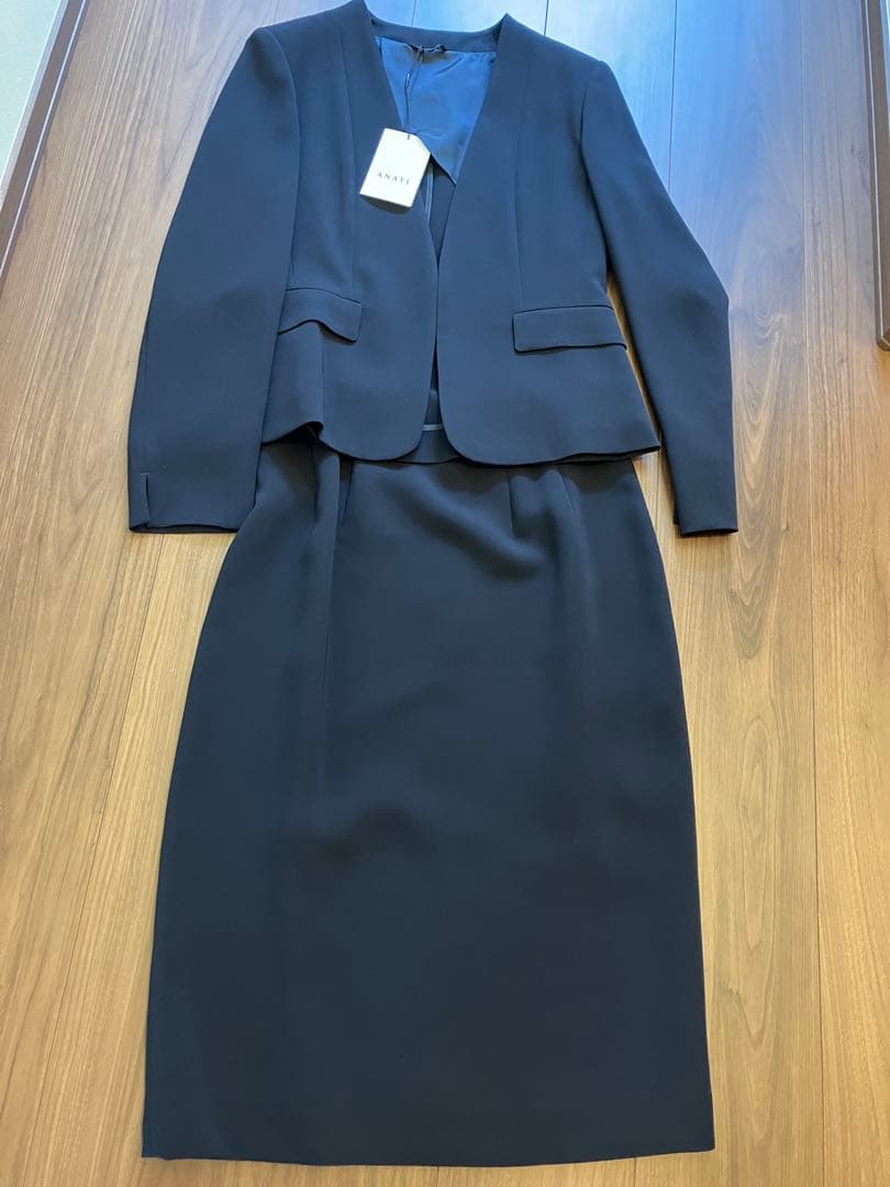 【新品タグ付き】ANAYI ネイビー スカートスーツ