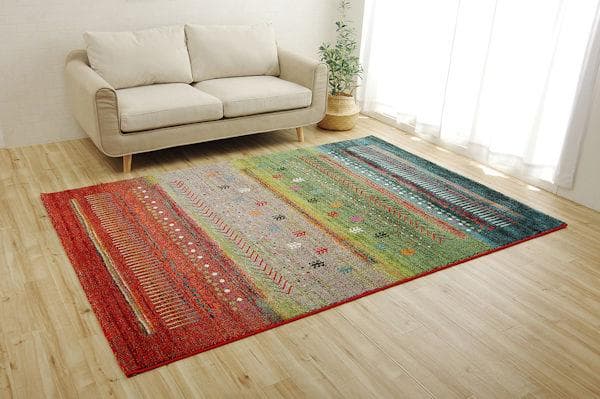 ギャッベ柄トルコ製ウィルトン織カーペット133x190cm ラグ（453）