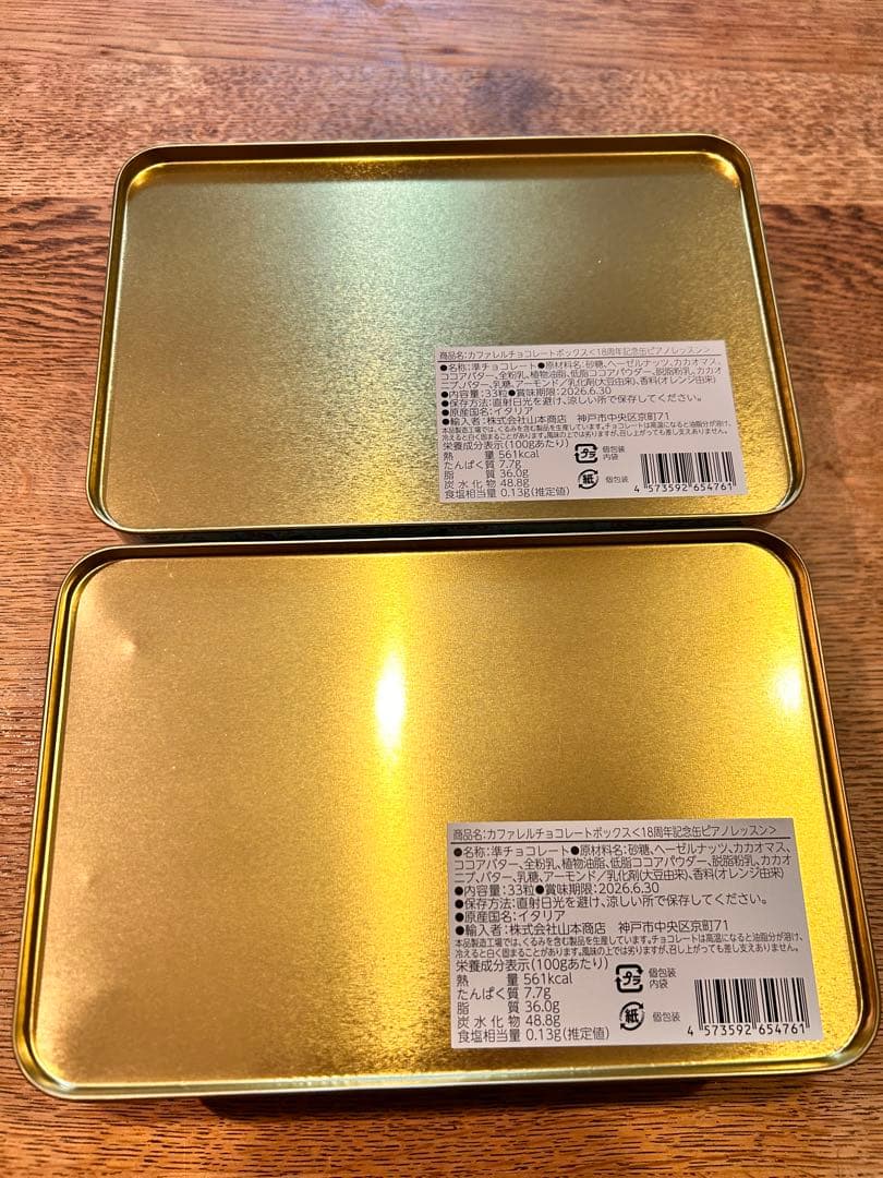カファレルチョコレートボックス18周年記念缶ピアノレッスン2缶セット
