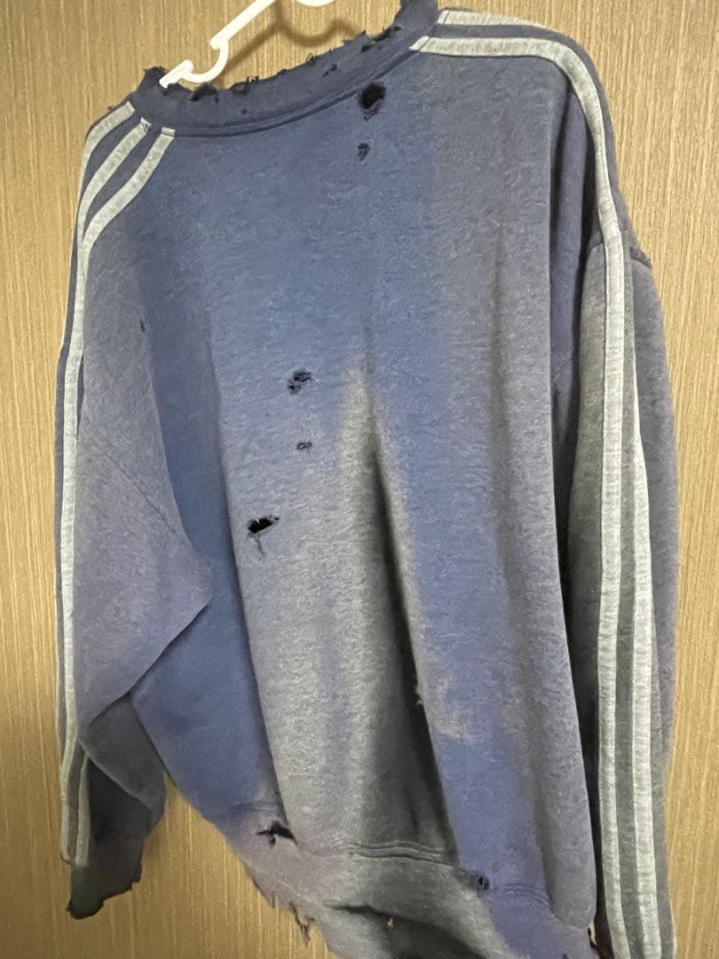 90's ”アディダス”鬼フェード”茄子紺” 短丈“ Boro sweat