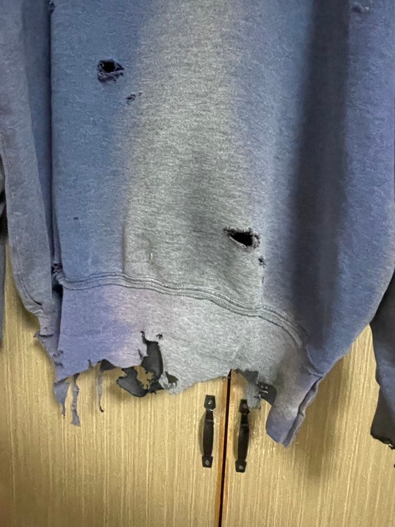 90's ”アディダス”鬼フェード”茄子紺” 短丈“ Boro sweat