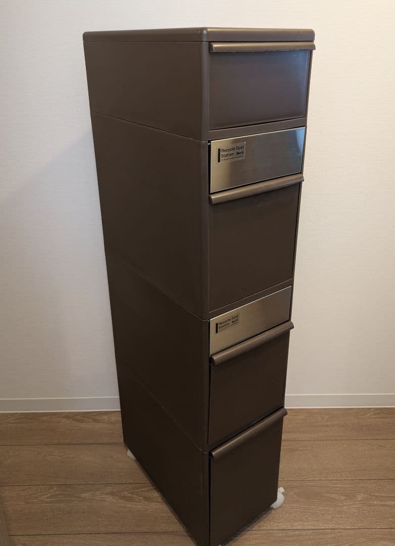 【美品】ゴミ箱 分別スイングステーションワイド 4段 ナチュラル・ブラウン