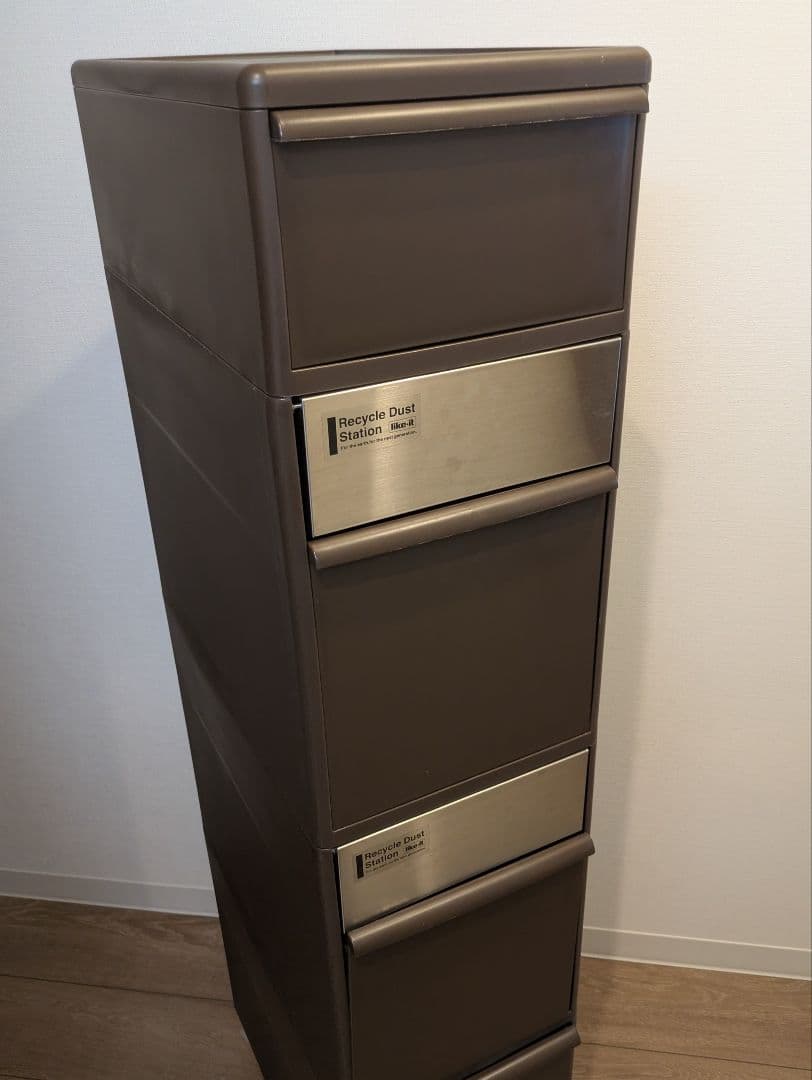 【美品】ゴミ箱 分別スイングステーションワイド 4段 ナチュラル・ブラウン