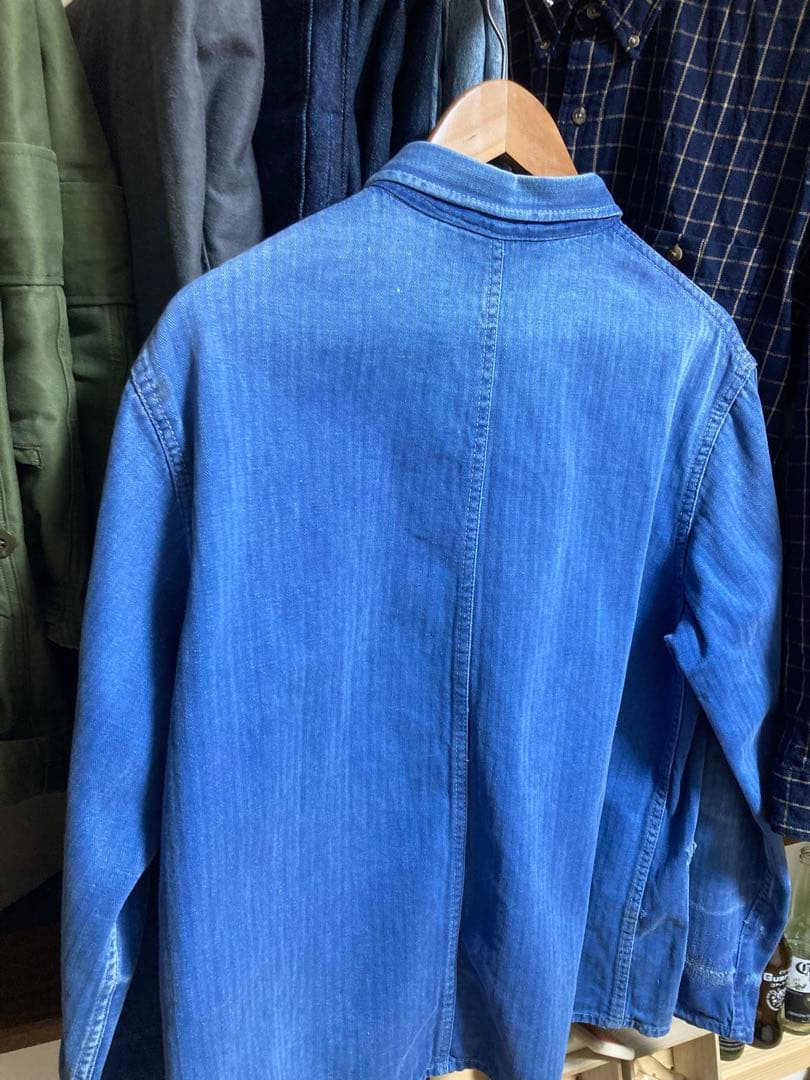 40s〜50s フレンチワーク ヘリンボーン ワークジャケット フェード