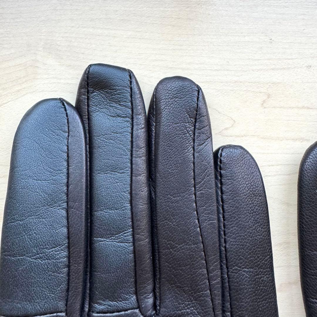 ★新品★アンテプリマ　レザー手袋　ウール切り替え　ストーン　スマホ対応　黒