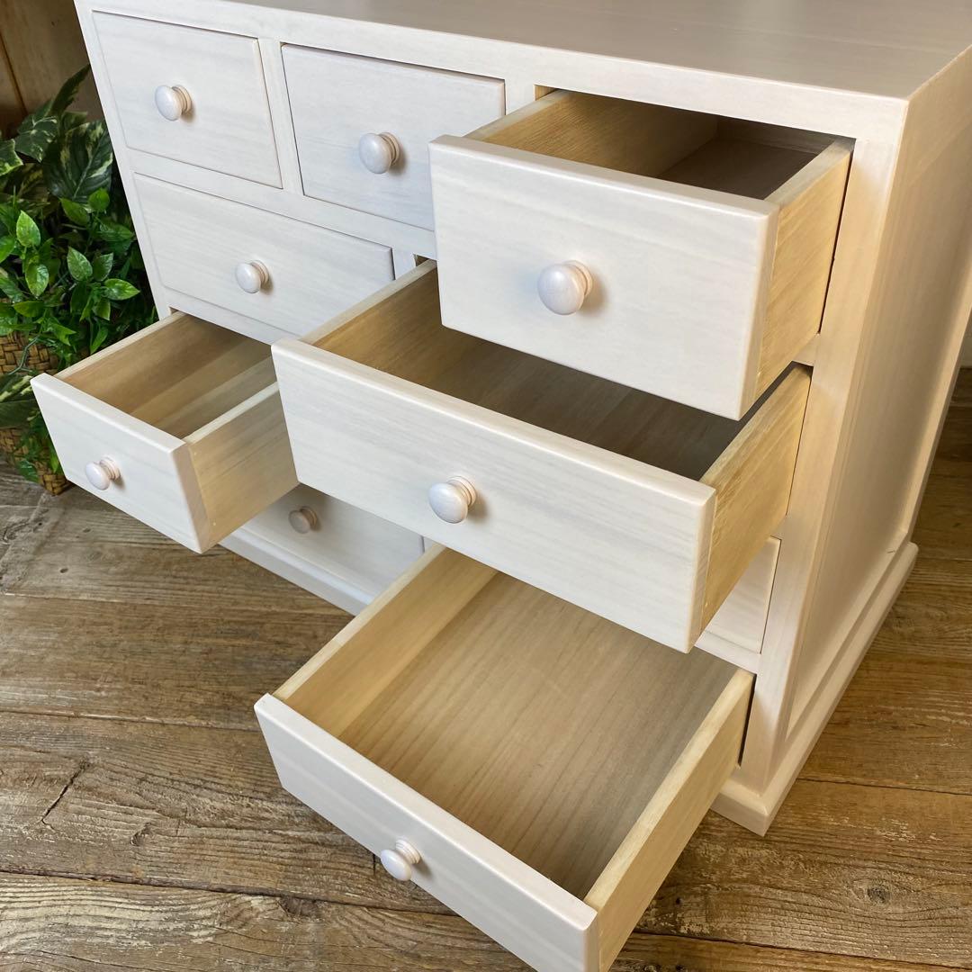 大幅値下げセール中！木製多引き出し桐チェストタンスBホワイト60㎝×53㎝