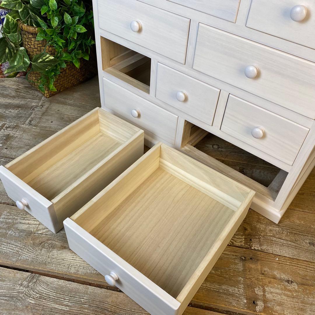 大幅値下げセール中！木製多引き出し桐チェストタンスBホワイト60㎝×53㎝