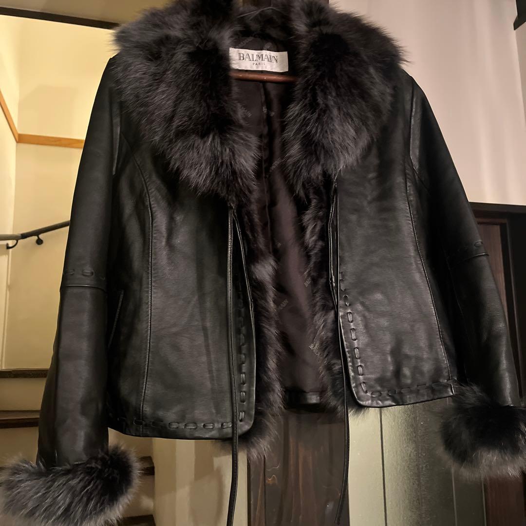 BALM AN ラムスキンレザージャケット❤️ブルーフォックスファー