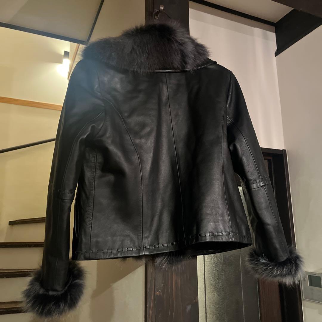 BALM AN ラムスキンレザージャケット❤️ブルーフォックスファー