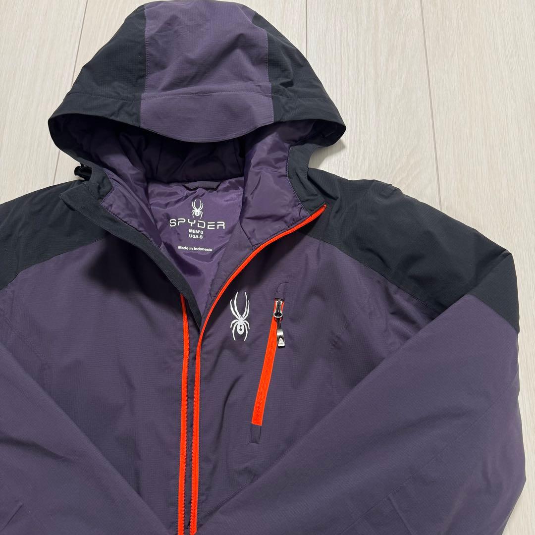 【美品】SPYDER フード付きスキーウェアパープル/ブラック USA メンズM