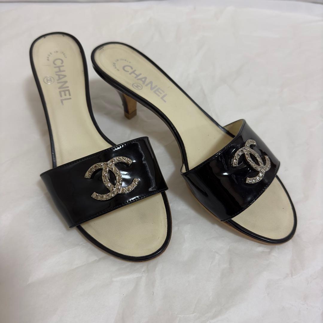 CHANEL シャネル ミュール サンダル 37ハーフ ココマーク