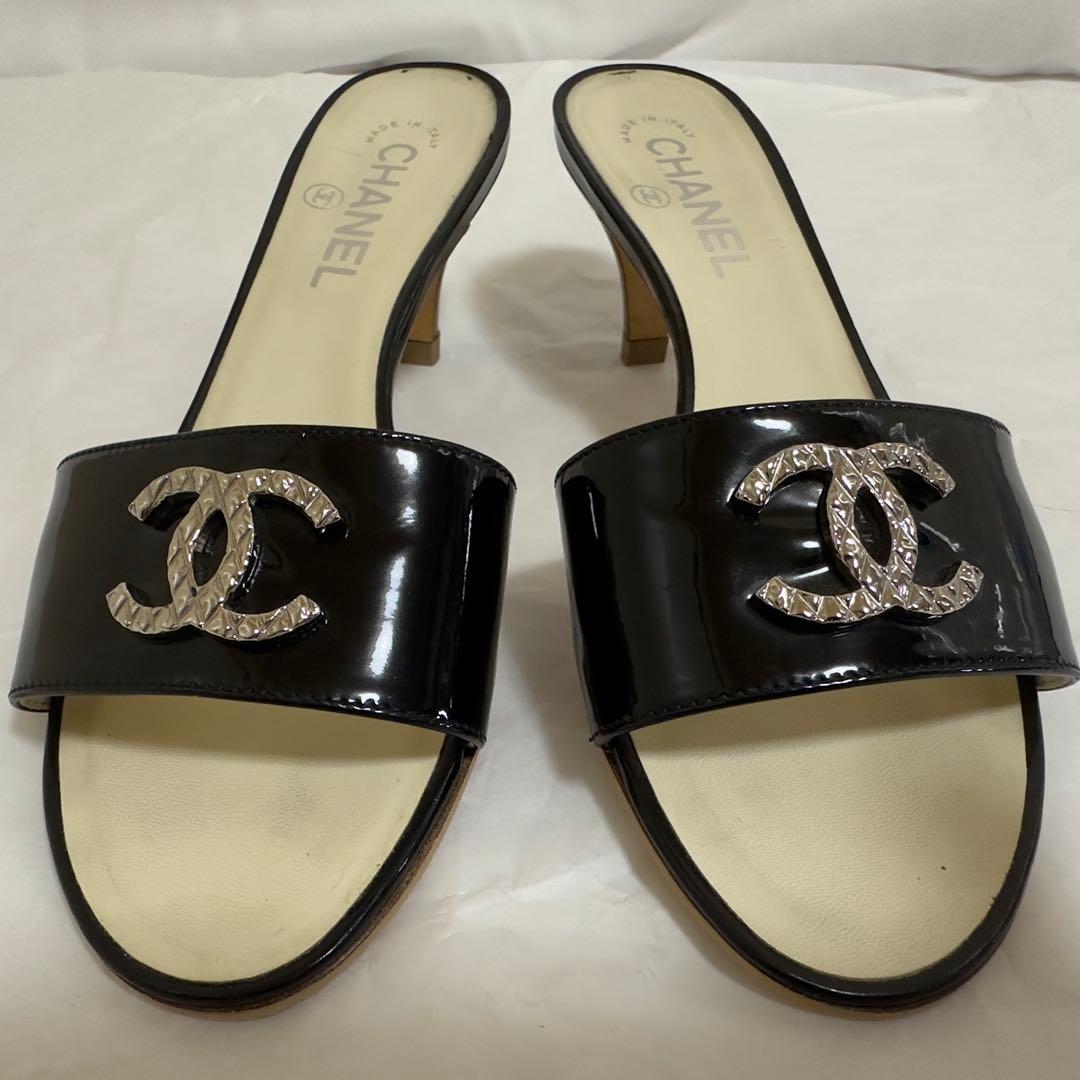 CHANEL シャネル ミュール サンダル 37ハーフ ココマーク