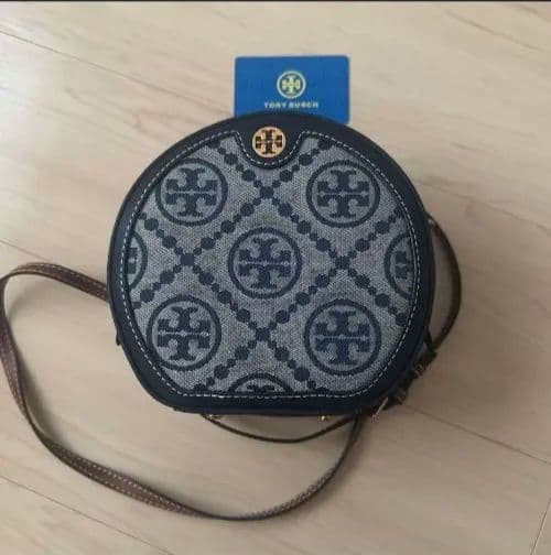 Tory Burchモノグラム 円形ショルダーバッグ ネイビー