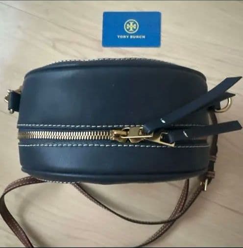 Tory Burchモノグラム 円形ショルダーバッグ ネイビー