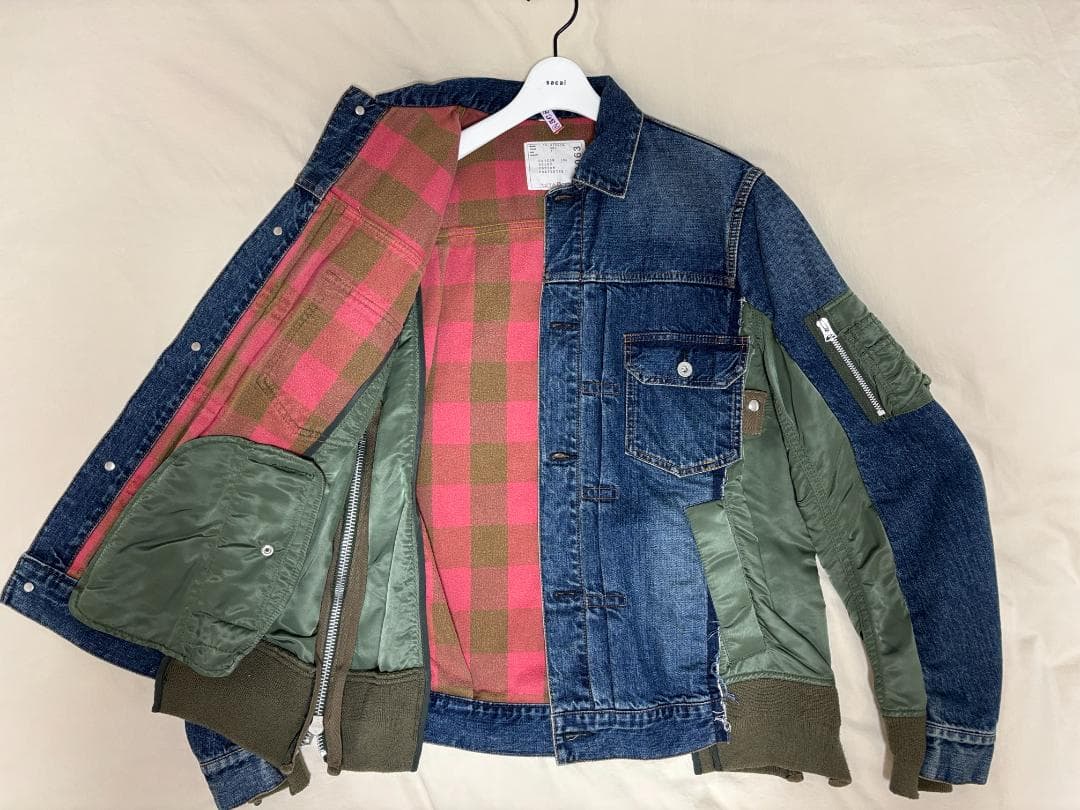 sacai MA-1 デニム コンビネーション ジャケット ドッキング