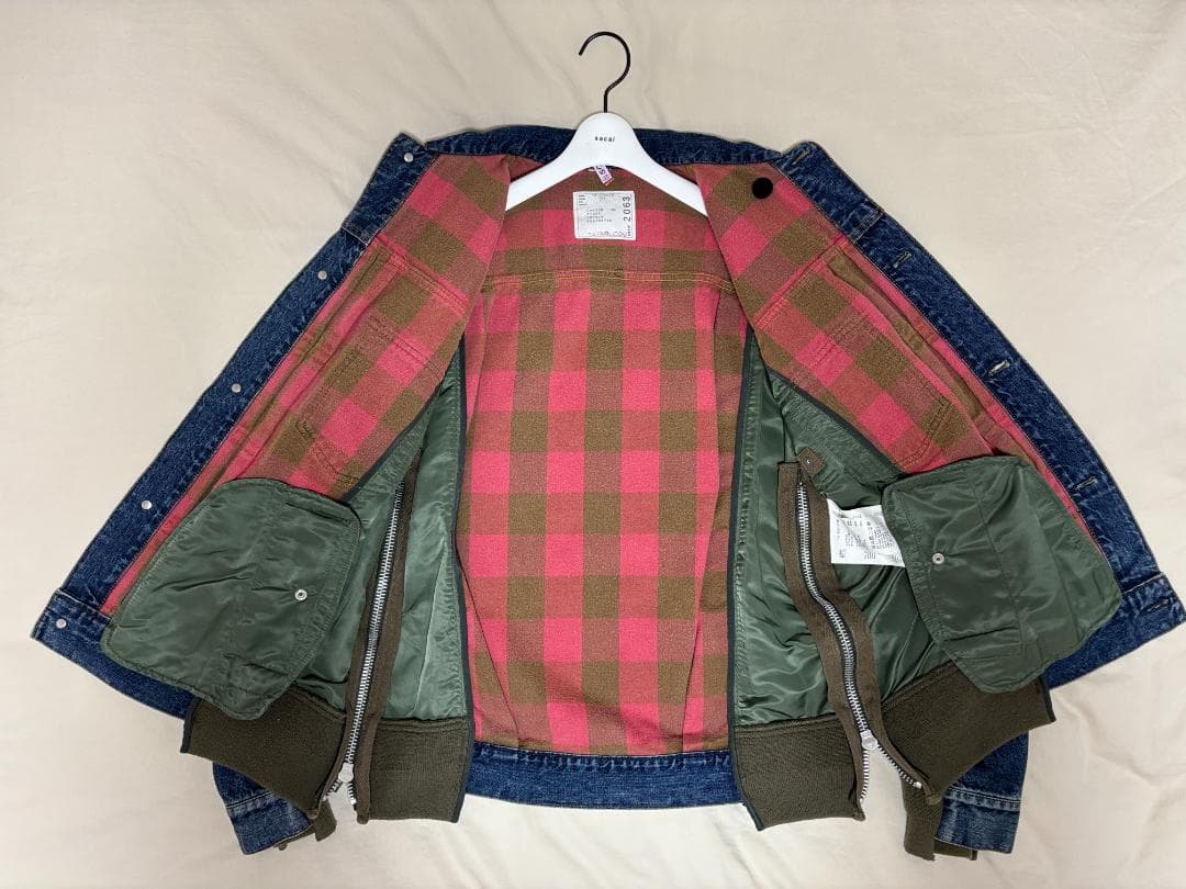 sacai MA-1 デニム コンビネーション ジャケット ドッキング