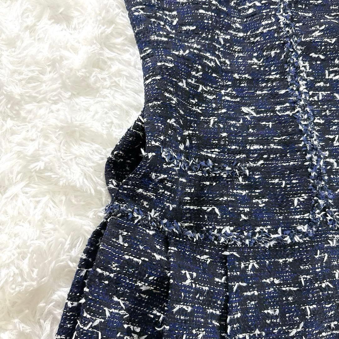 Rene ルネ TISSUE社 ツイードワンピース 近年モデル ネイビー 高級